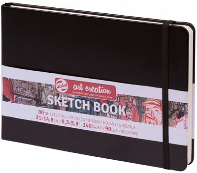 Блокнот для графіки чорний 14,8 х 21 см 140 г/м² 80 сторінок Talens Art Creation