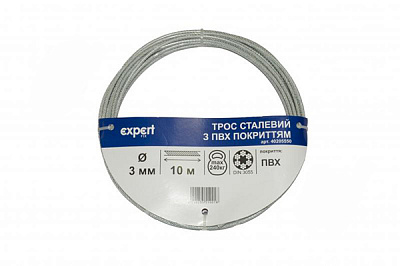 Трос оцинкованный с ПВХ покрытием 3 мм 10 пог.м. DIN 3055