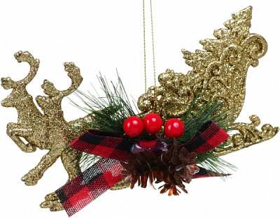 Декоративная подвеска Санки с декором 15x7x3 см золотой LD21050
