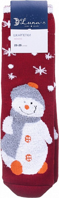 Носки женские Luna махровые Снеговик р. 23-25 красный 