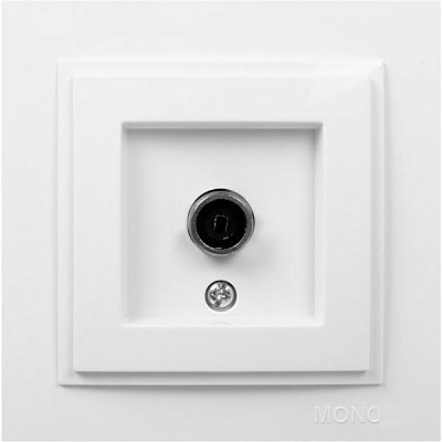 Розетка TV прохідна із заземленням Mono Despina без шторок без кришки білий 102-190005-137