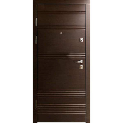 Двери входные №H-02 2030х880 мм венге темный горизонт левые