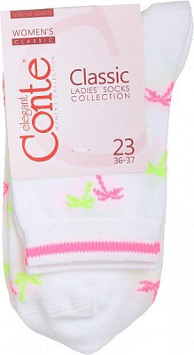Шкарпетки жіночі Conte CLASSIC 15С-15СП 089 р. 23 білий із малюнком