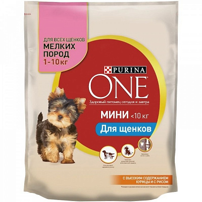 Корм Purina One для щенков малых пород Mini Junior курица и рис 800г