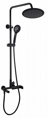 Душевой набор Rubineta колонна Olo + смеситель Ultra-10/K (SW) (BK) с выдвижным изливом
