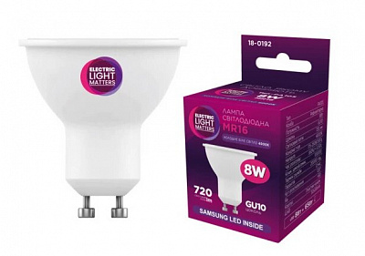 Лампа світлодіодна ELM 8 Вт MR16 матова GU10 220 В 4000 К 18-0192