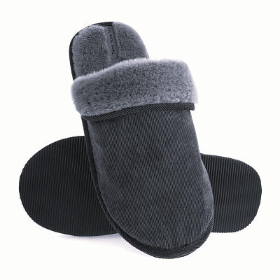 Тапки домашние Velvet с отворотом меховые 15878 р.44/45 серый