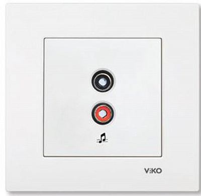Розетка акустическая без заземления Viko Karre без шторок без крышки белый 90960037