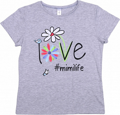 Футболка жіноча Trio р.L сірий із принтом