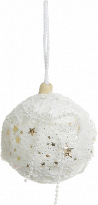 Шар новогодний Shunda с кружевом 80 мм белый SDA211180W