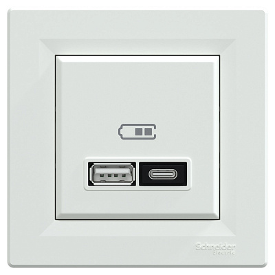 Розетка USB + Type C Schneider Electric Asfora IP20 белый EPH2700521