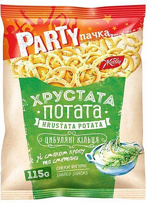Снеки ЖАЙВІР фигурные луковый кольца Хрустата потата со вкусом укропа и сметаны 115 г 