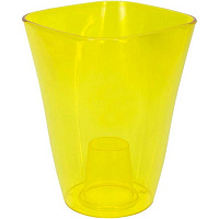 Кашпо пластиковое Lamela Флора квадратный 2,7л желтый (378) 