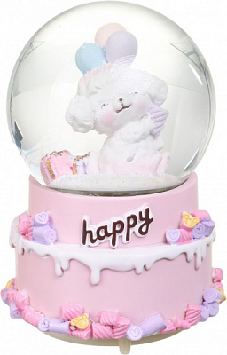 Сувенір новорічний куля снігова собачка та зайка 2122-100 світлодіодна (LED)