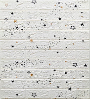 3D Панелі ПВХ самоклеюча цегла + зірки білий 0,539 кв.м