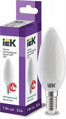 Лампа светодиодная IEK FIL C35 7 Вт E14 4000 К 220 В матовая 