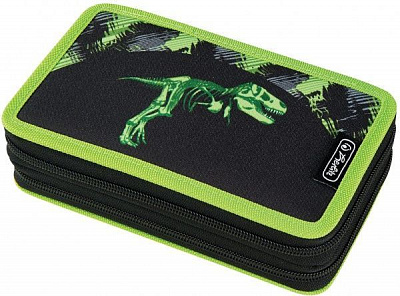 Пенал школьный Double Dino Skeleton 23 предмета 50026098 Herlitz черный