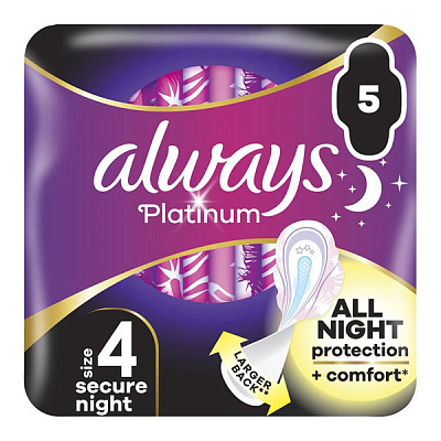 Прокладки гігієнічні Always Platinum Secure Night Single (розмір 4) 5 шт.