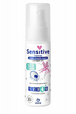 Спрей VACO от комаров, клещей и мошек Sensitive с икаридином 10% для детей от 2 лет 80 мл