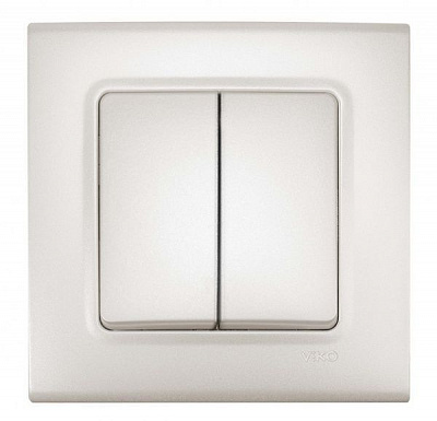 Вимикач двоклавішний Viko Linnera Life без підсвітки білий перламутр