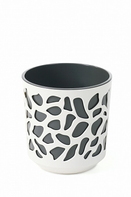 Кашпо пластиковое Ламела Дуэт 190 круглый 4 л крем/антрацит (LA761-82) 