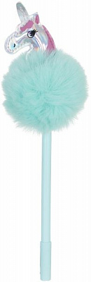 Ручка кулькова Пухнастий блакитний єдиноріг