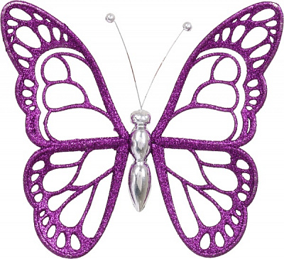 Украшение новогоднее Бабочка маленькая 12х14 см фиолетовый