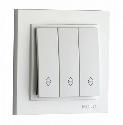 Вимикач прохідний триклавішний Mono Despina без підсвітки білий 102-190002-108