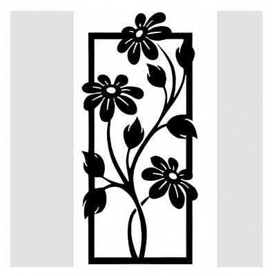 Панно декоративное Brushme Цветущий эскиз 45x25 см черный