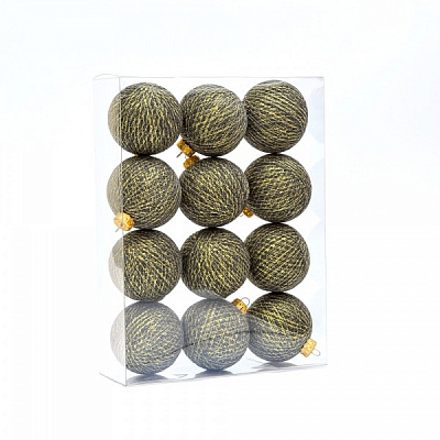 Игрушка на елку Котоновые шарики 12 шт. Gold antra d80 мм 8 см 12 шт./уп. 