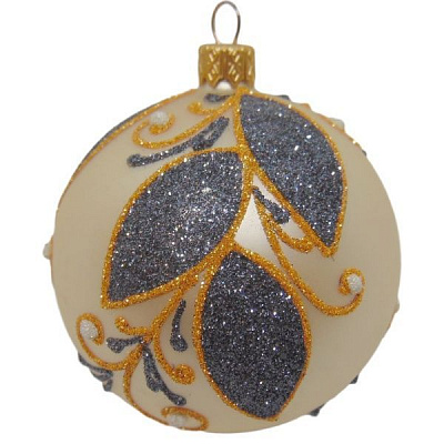 Шар новогодний d80 беж./фиолет. 9591/705515 