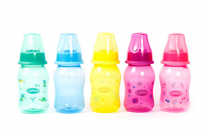 Пляшка Lindo вигнута з силіконовою соскою 125 мл LI 132