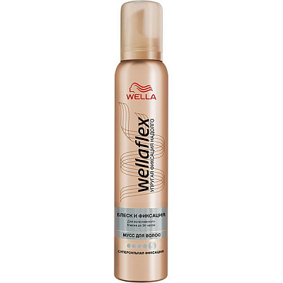 Мусс для волос Wellaflex Блеск и суперсильная фиксация 200 мл