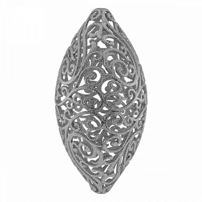Елочная игрушка Овал ажурный малый 11 см серебряный