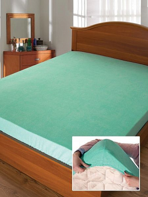 Простынь на резинке Дизайн 2 (махровое) 200x140 см ментоловый Ярослав 