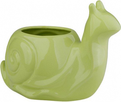 Кашпо керамічне Eterna 3103-13,5 равлик фігурний зелений