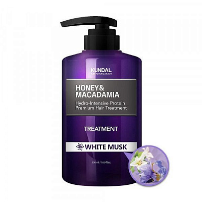 Маска-кондиционер Kundal Honey & Macadamia Белый мускус 500 мл