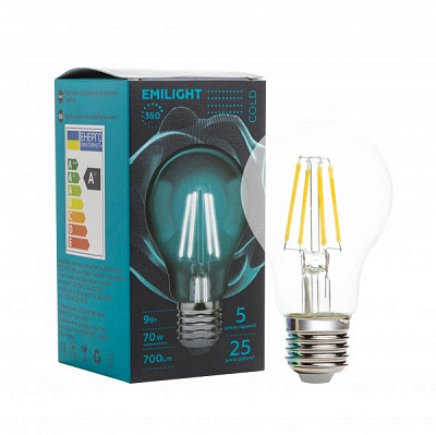 Лампа світлодіодна Emilight FIL CL Промо A60 9 Вт E27 4000 К 220 В прозора