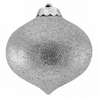 Шар новогодний Волчок малый 8 см серебряный