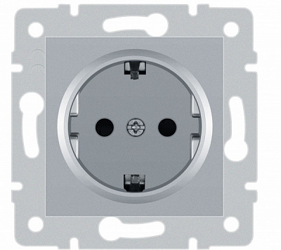 Механізм розетки із заземленням HausMark Stelo IP20 срібло 501-4388-124B