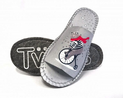 Тапки домашние Twins Медведь на велосипеде р. 40 серый 