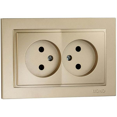 Розетка двойная без заземления Mono Despina без шторок без крышки титановый 102-222205-121