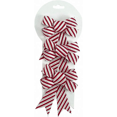 Декорація Бант у смужку 3 шт. 12 см білий із червоним SD22-162