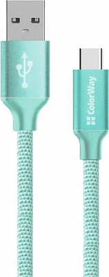 Кабель ColorWay USB - Type-C 2.1А 1 м мятный 