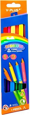 Олівці кольорові 6 шт. 12 кольорів PC15040006010 Rainbow Jumbo Y PLUS