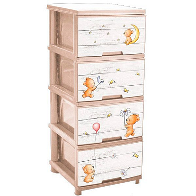 Комод пластиковая Алеана на 4 ящика Медведи 955x455x390 мм