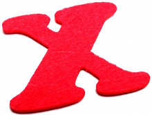 Буква Х з фетру червоний 2 мм, 10 см