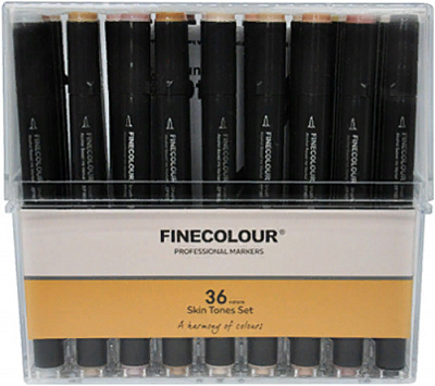 Набір двосторонніх маркерів FINECOLOUR Brush Skin SET 36 кольорів EF103-FS36 різнокольоровий