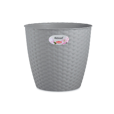Вазон пластиковый Stefanplast Natural круглый 6,2 л серый (73836) 