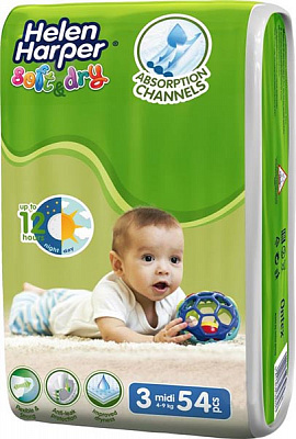 Подгузники Helen Harper Soft&Dry Midi 4-9 кг 54 шт.